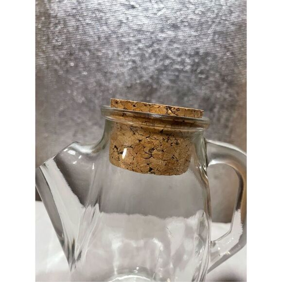 Wheaton Snub Nose Clear Thick Glass Cork Top Candy Pitcher 5.7, vintage 1940s - Picture 4 of 7